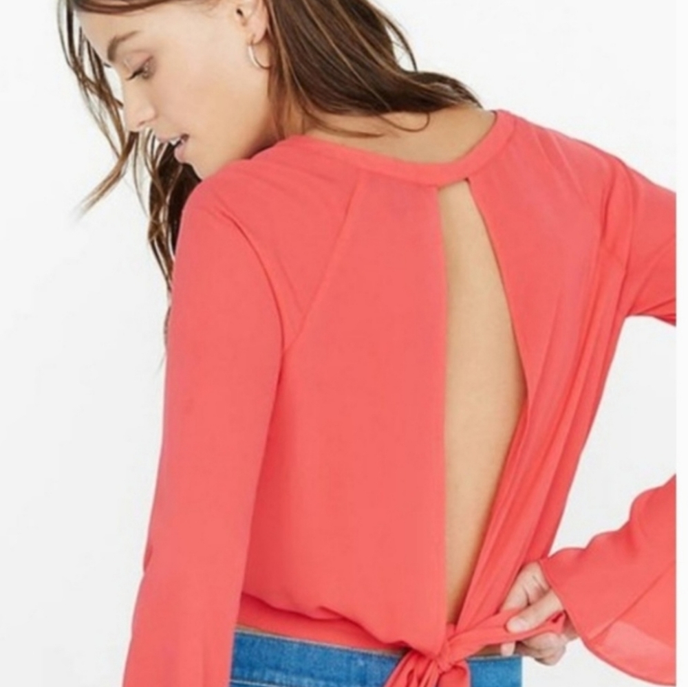 Express Bell Sleeve Tie Back Blouse